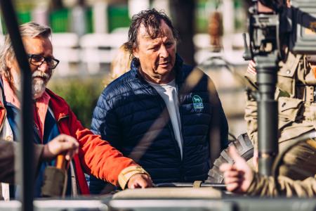 Drago Mislej Mef in Dušan Milavec med snemanjem, foto Luka Vovk Vižintin